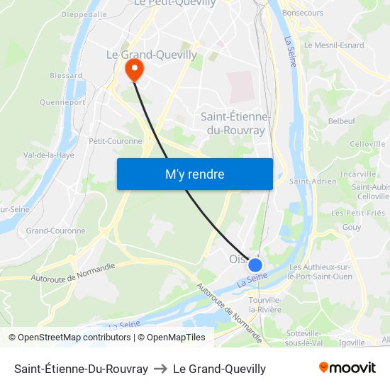 Saint-Étienne-Du-Rouvray to Le Grand-Quevilly map