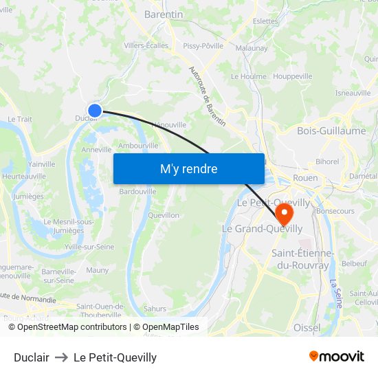 Duclair to Le Petit-Quevilly map