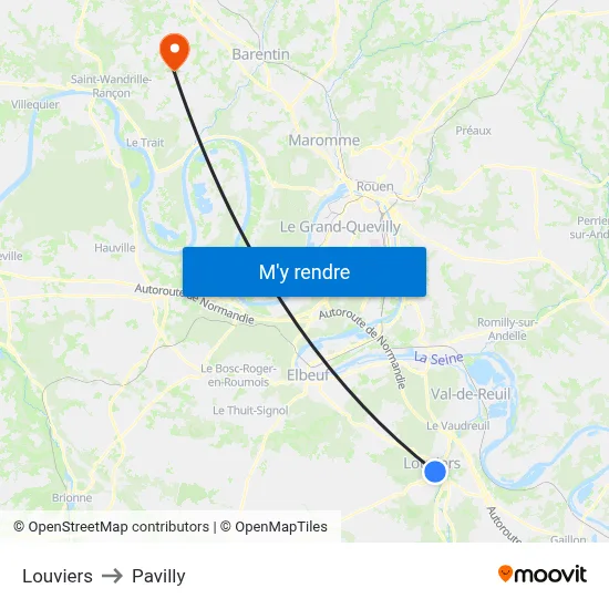 Louviers to Pavilly map