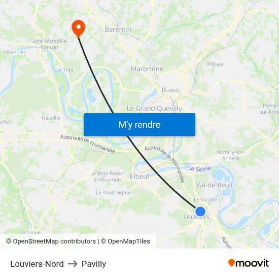 Louviers-Nord to Pavilly map