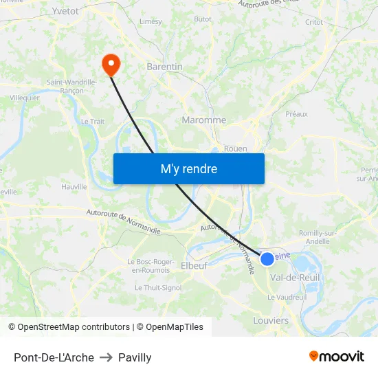 Pont-De-L'Arche to Pavilly map