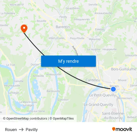 Rouen to Pavilly map
