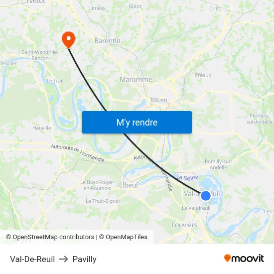 Val-De-Reuil to Pavilly map
