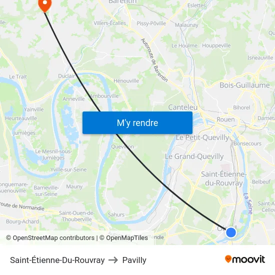 Saint-Étienne-Du-Rouvray to Pavilly map