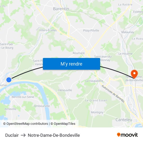 Duclair to Notre-Dame-De-Bondeville map