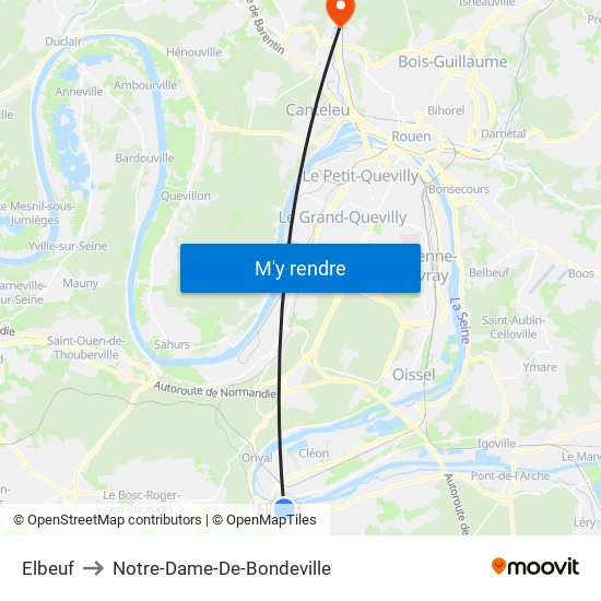Elbeuf to Notre-Dame-De-Bondeville map