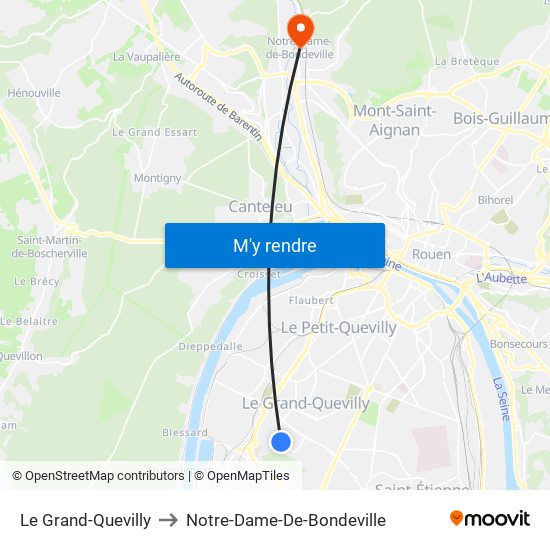 Le Grand-Quevilly to Notre-Dame-De-Bondeville map