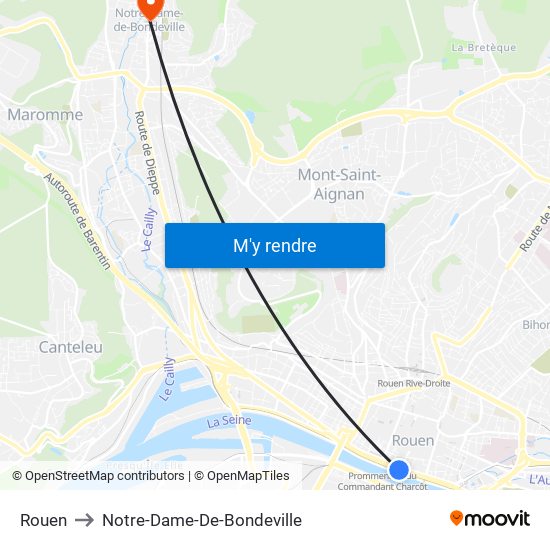 Rouen to Notre-Dame-De-Bondeville map