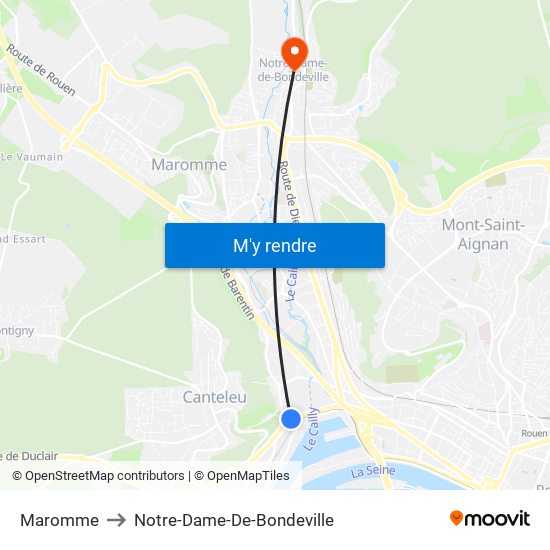 Maromme to Notre-Dame-De-Bondeville map