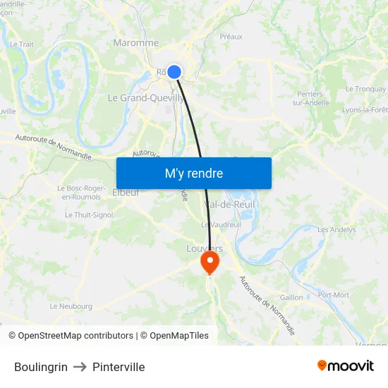 Boulingrin to Pinterville map