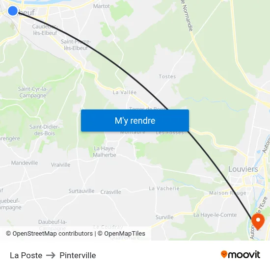 La Poste to Pinterville map