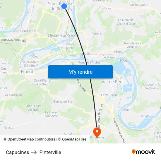 Capucines to Pinterville map