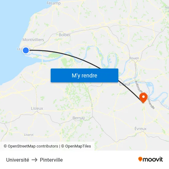 Université to Pinterville map