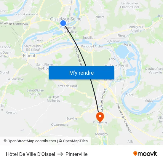 Hôtel De Ville D'Oissel to Pinterville map