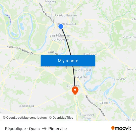 République - Quais to Pinterville map