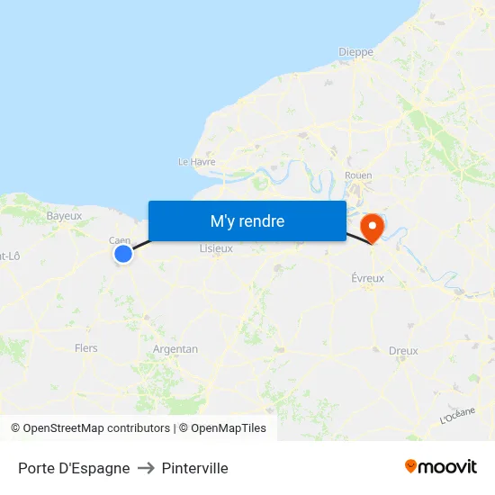 Porte D'Espagne to Pinterville map