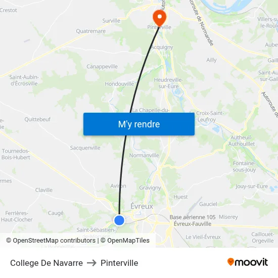 College De Navarre to Pinterville map