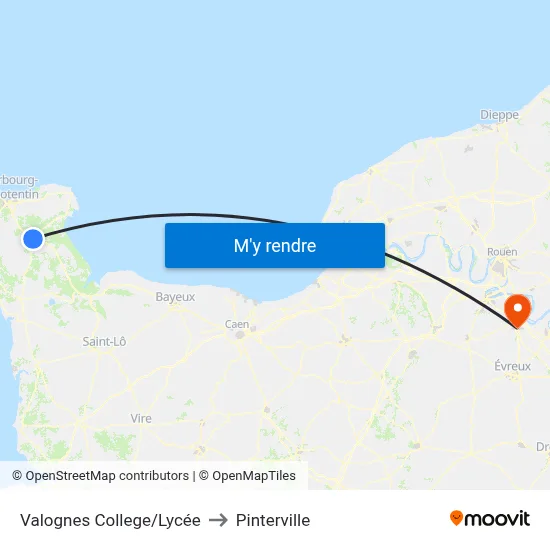 Valognes College/Lycée to Pinterville map