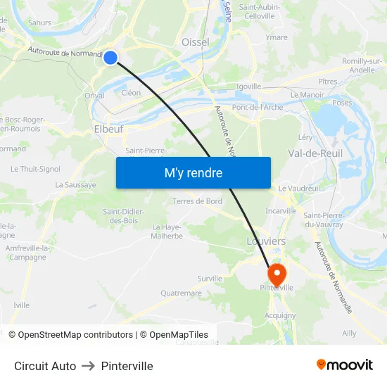 Circuit Auto to Pinterville map