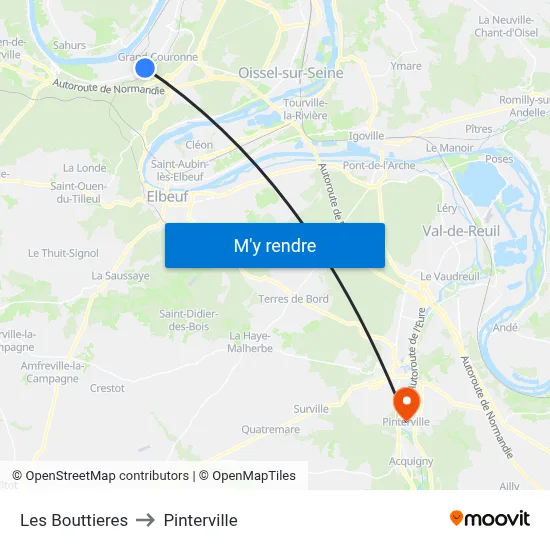 Les Bouttieres to Pinterville map