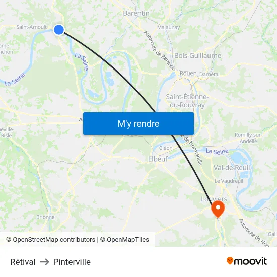 Caudebec-En-Caux Rétival to Pinterville map