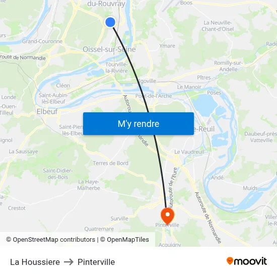 La Houssiere to Pinterville map