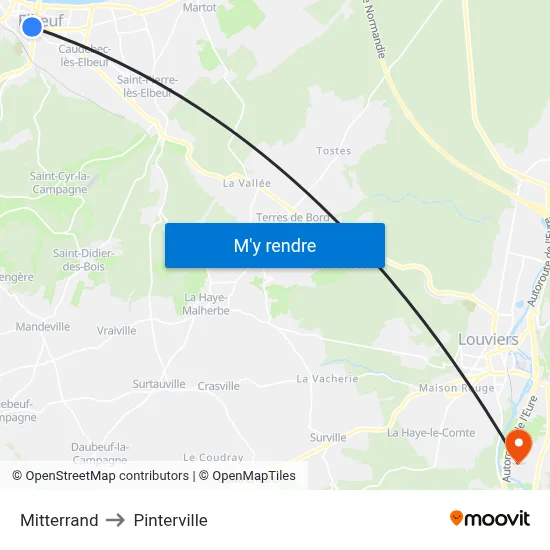 Mitterrand to Pinterville map