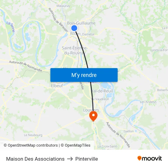 Maison Des Associations to Pinterville map