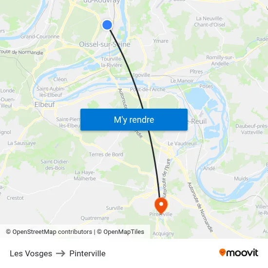 Les Vosges to Pinterville map