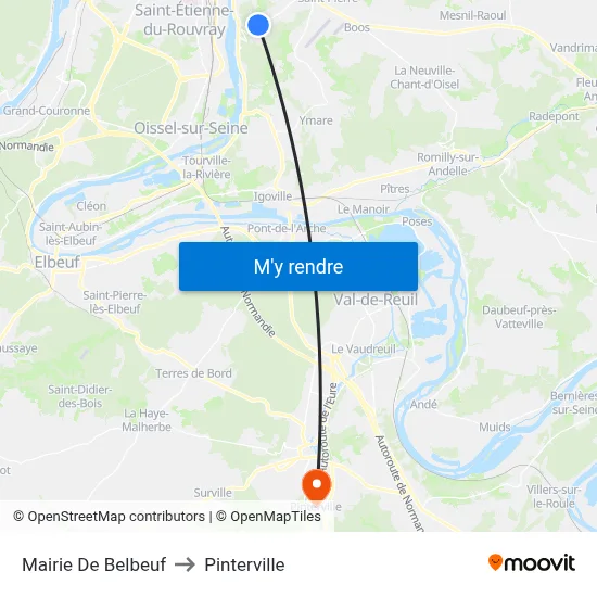 Mairie De Belbeuf to Pinterville map