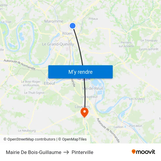 Mairie De Bois-Guillaume to Pinterville map