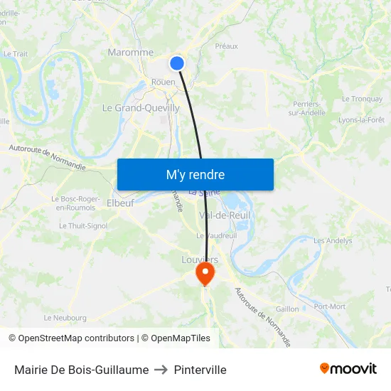 Mairie De Bois-Guillaume to Pinterville map