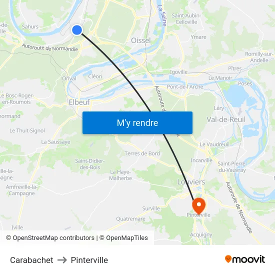 Carabachet to Pinterville map