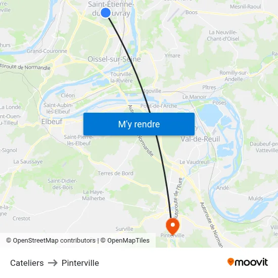 Cateliers to Pinterville map
