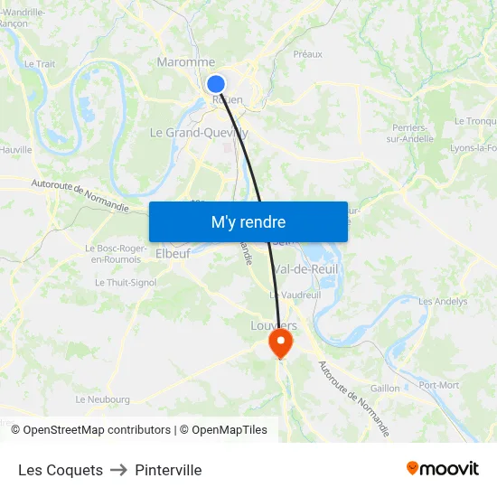 Les Coquets to Pinterville map