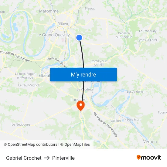 Gabriel Crochet to Pinterville map