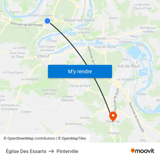 Église Des Essarts to Pinterville map