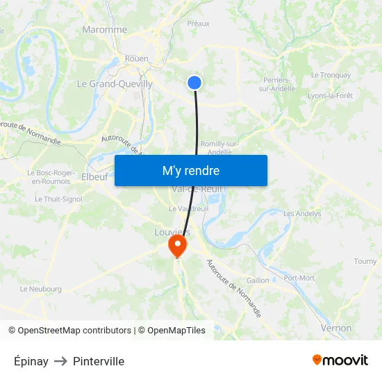 Épinay to Pinterville map
