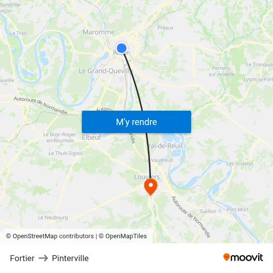 Fortier to Pinterville map