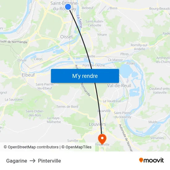 Gagarine to Pinterville map