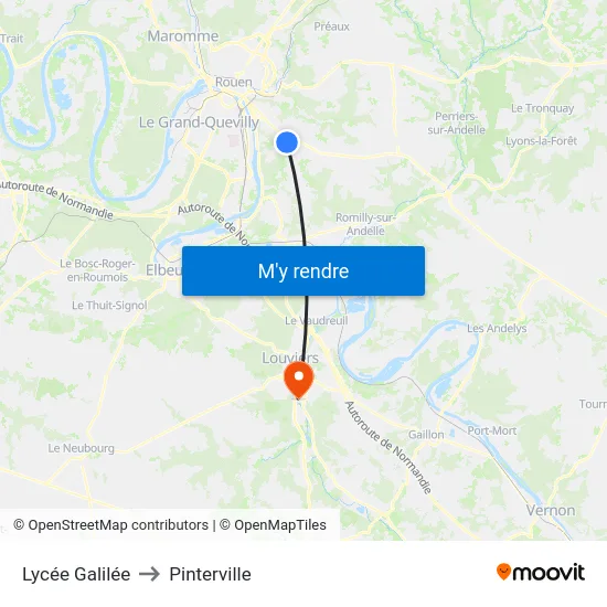 Lycée Galilée to Pinterville map