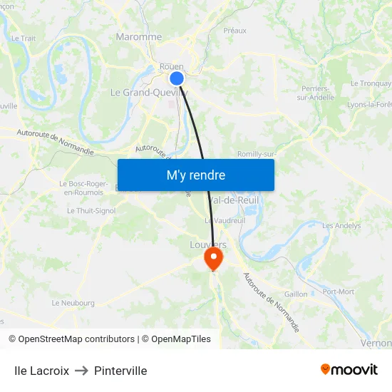 Ile Lacroix to Pinterville map