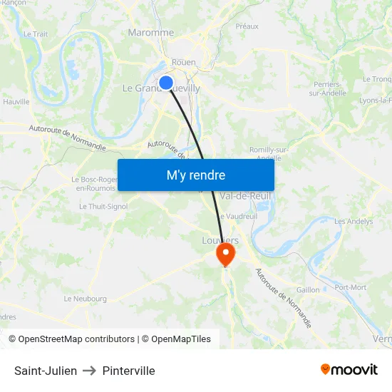 Saint-Julien to Pinterville map