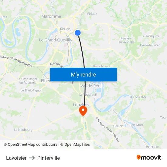 Lavoisier to Pinterville map