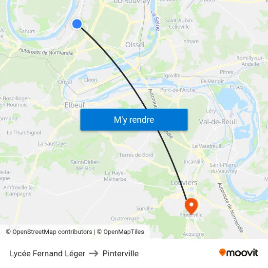 Lycée Fernand Léger to Pinterville map