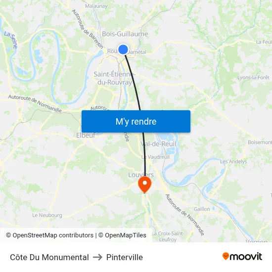 Côte Du Monumental to Pinterville map