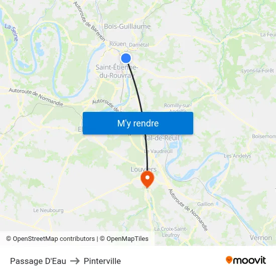 Passage D'Eau to Pinterville map
