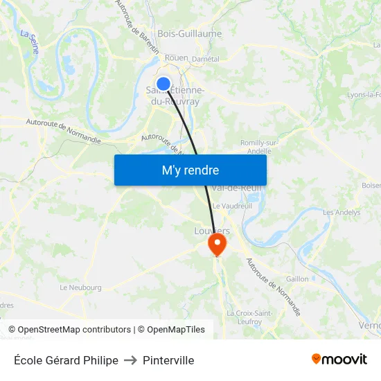 École Gérard Philipe to Pinterville map
