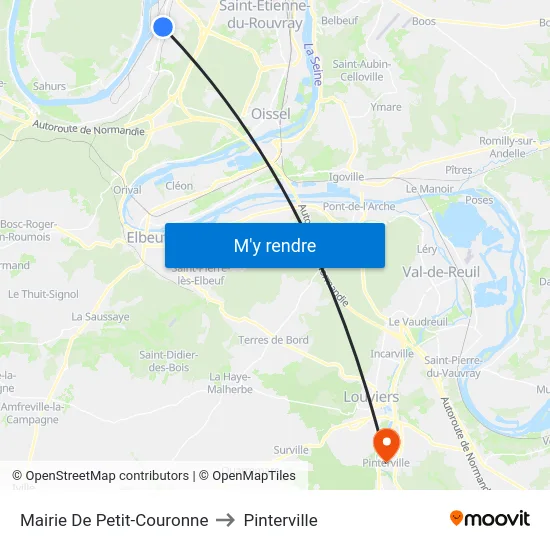 Mairie De Petit-Couronne to Pinterville map
