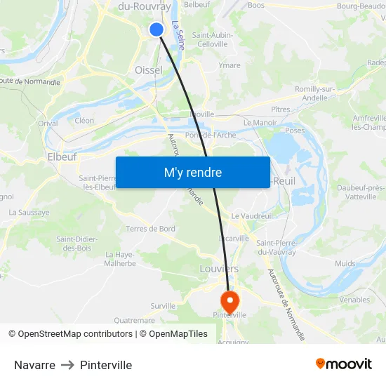 Navarre to Pinterville map